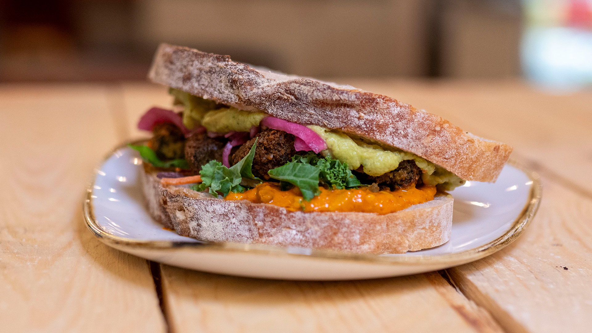 Grilled Levain with Falafel & Avocado